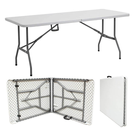 Amazing for less 8ft Folding Table White Plastic Folding Table Portable Long Foldable Tables Indoor Outdoor Picnic Camping Fold Table 8 Foot Party Table (4ft, 6ft, 8ft)